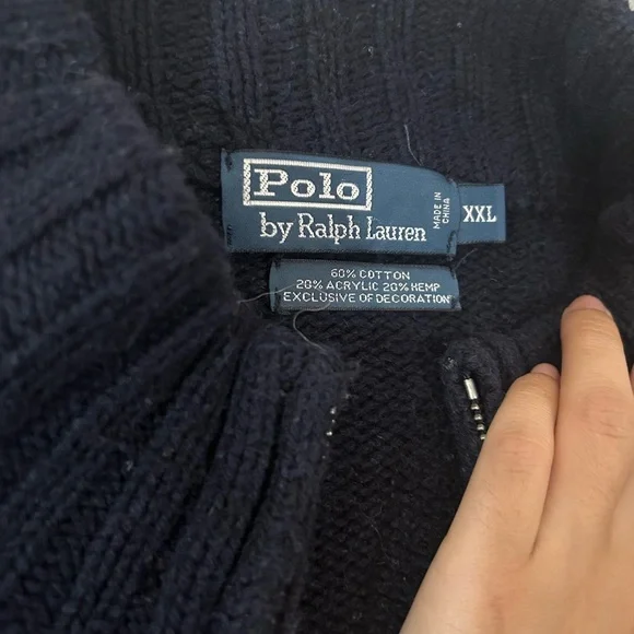 Vintage polo Ralph Lauren double zipper elbow patch cable knit  sweater - Picture 13 of 15